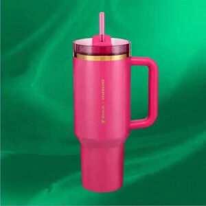 starbucks x Stanley pink Holidays 2024 40 oz stainless steel tumbler
